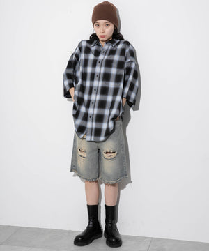 ブルー系チェック モデル：161cm L着用