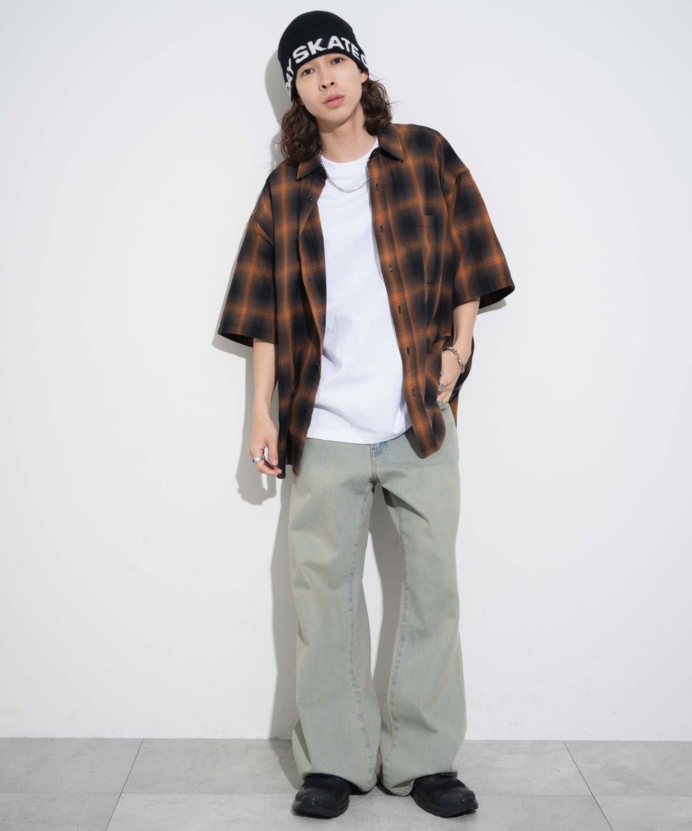 オレンジ系チェック モデル：174cm L着用