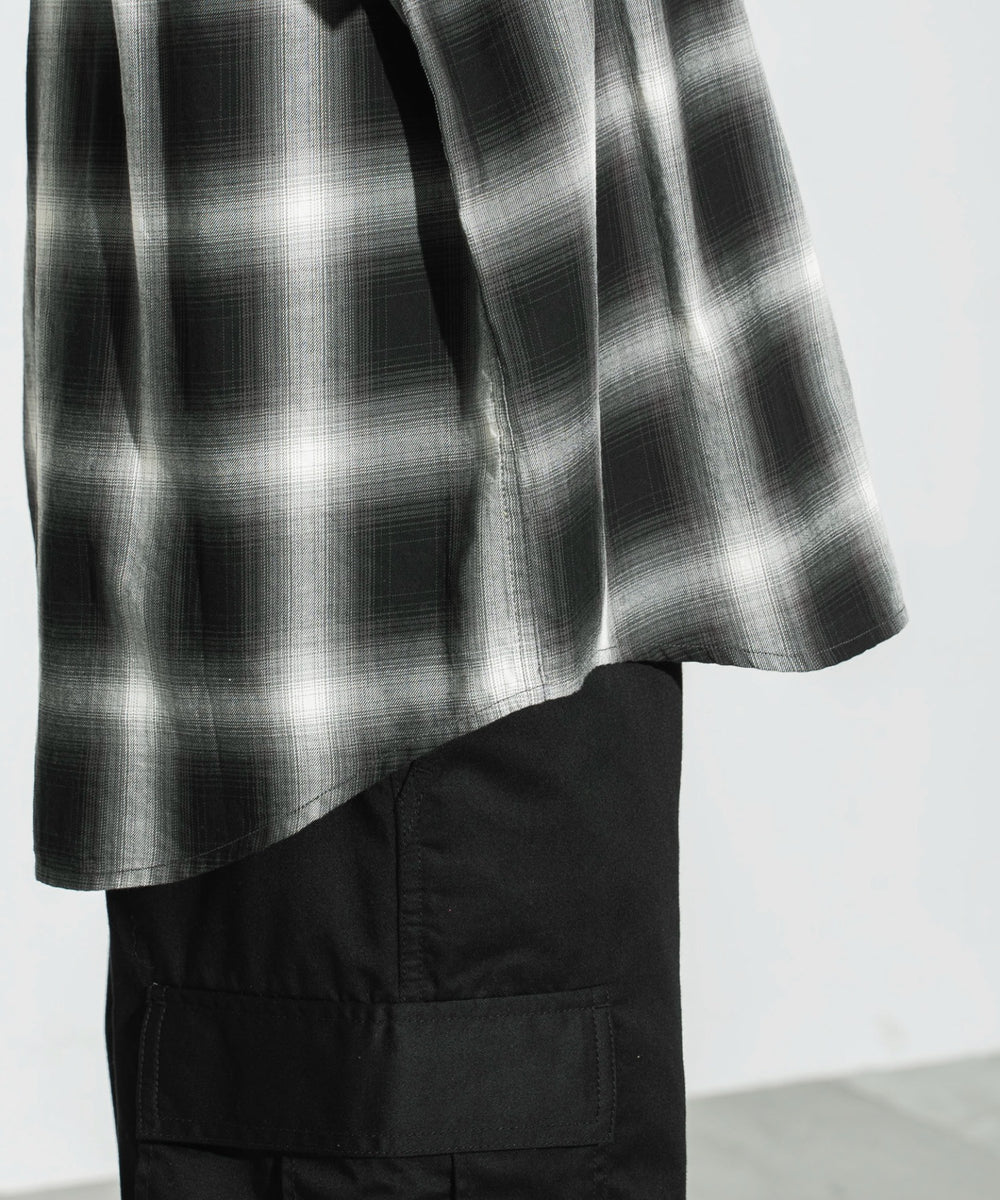 ブルー系チェック モデル：161cm L着用