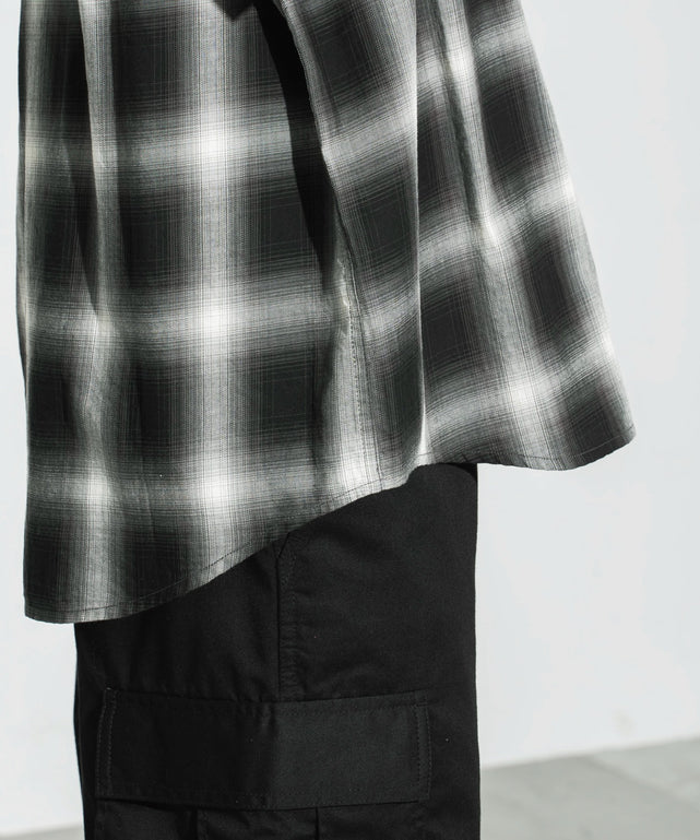 ブルー系チェック モデル：161cm L着用