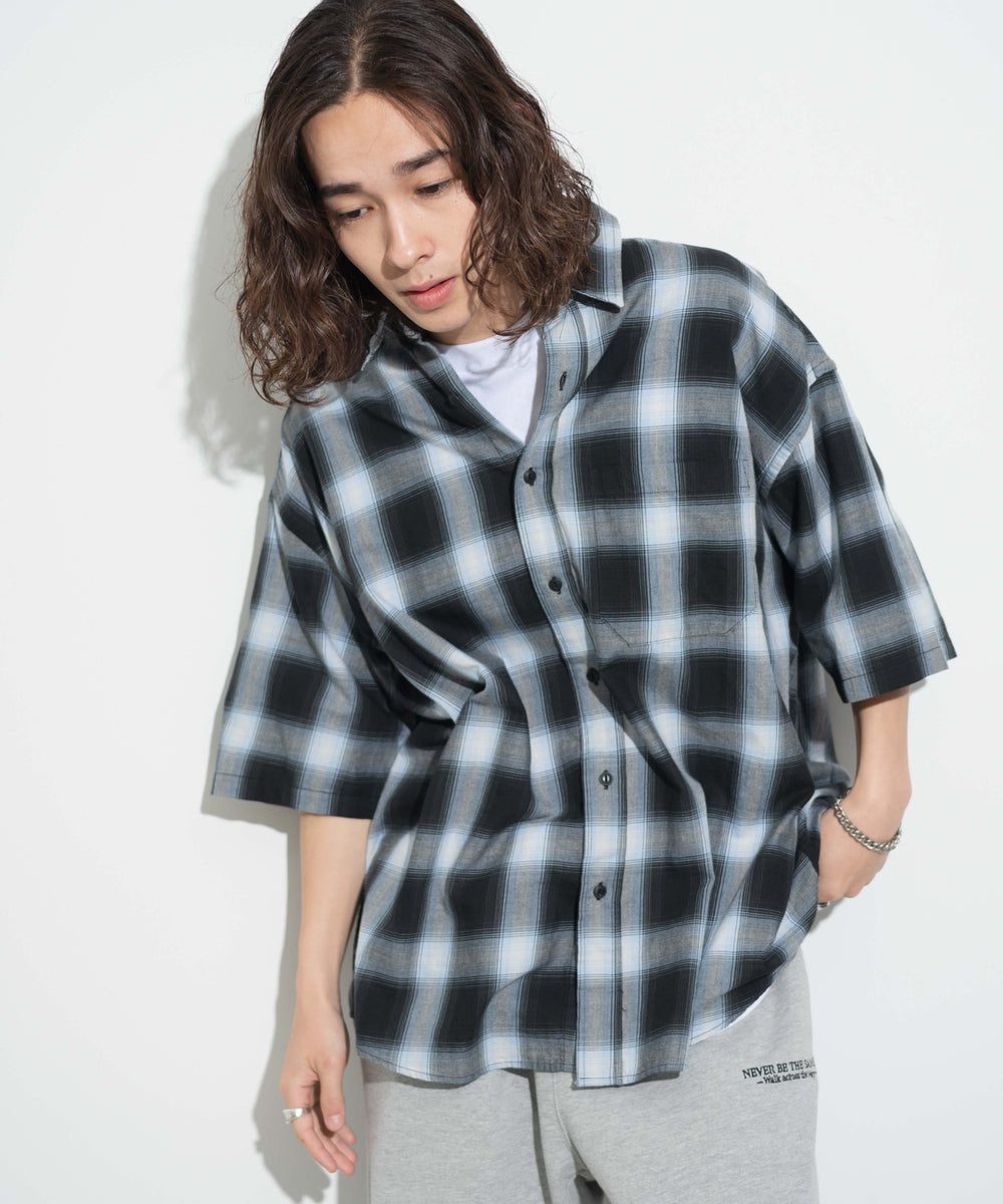 ブルー系チェック モデル：174cm L着用