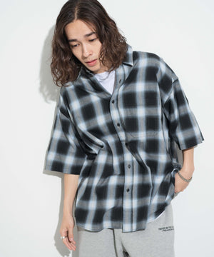 ブルー系チェック モデル：174cm L着用