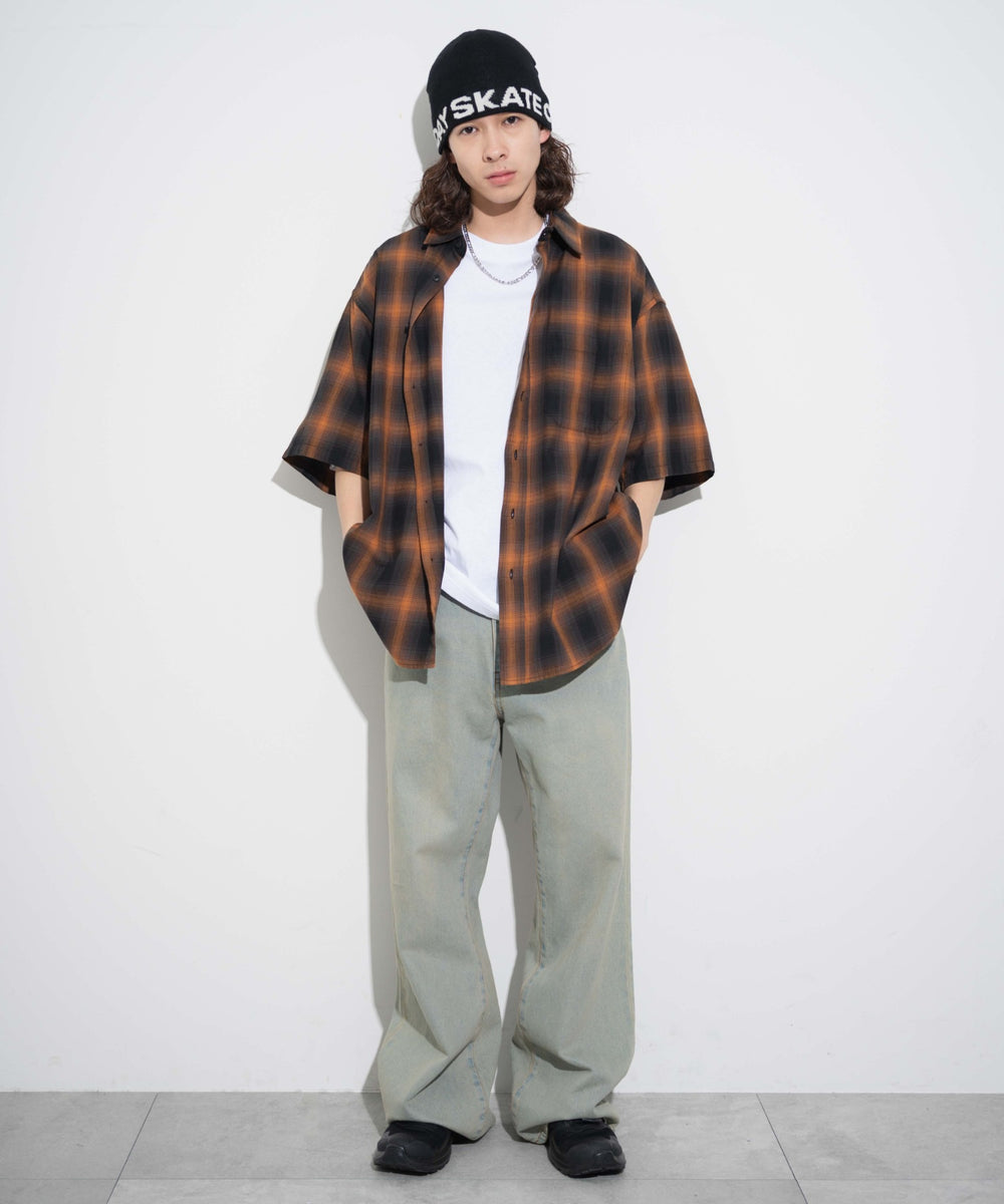 オレンジ系チェック モデル：174cm L着用