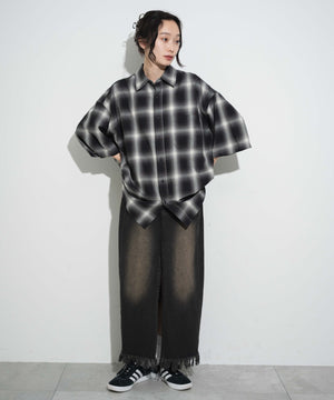 ブラック系チェック モデル：161㎝ L着用
