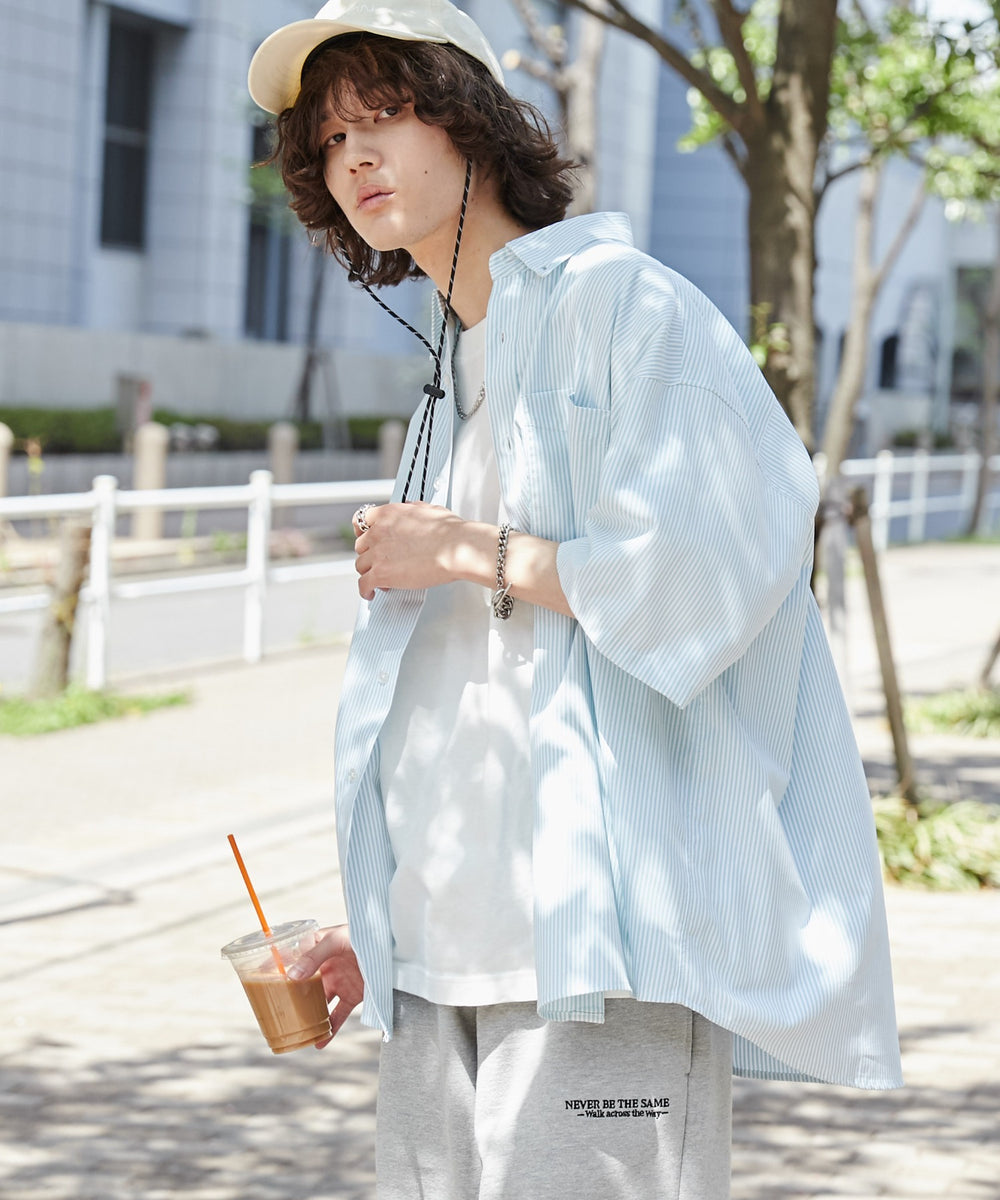 グリーン系ストライプ モデル：173cm L着用