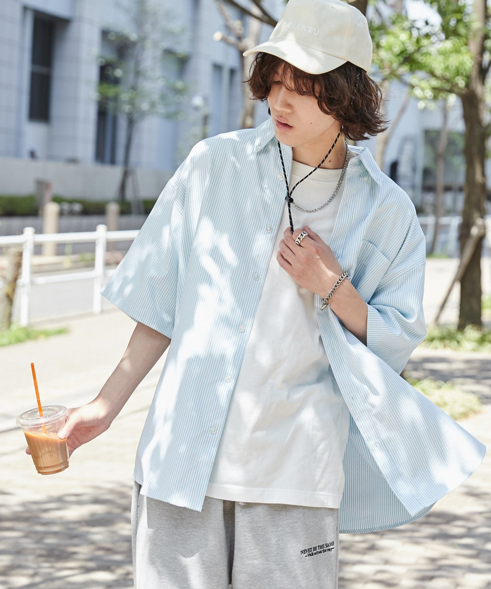 グリーン系ストライプ モデル：173cm L着用