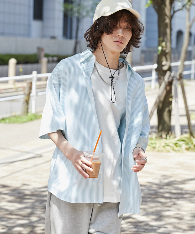 グリーン系ストライプ モデル：173cm L着用