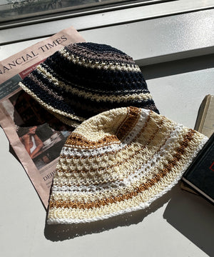 クロシェ編みボーダーハット