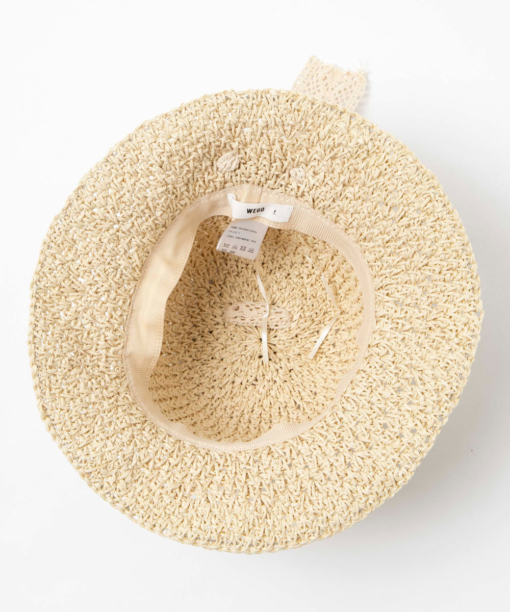 レースアップ雑材ハット