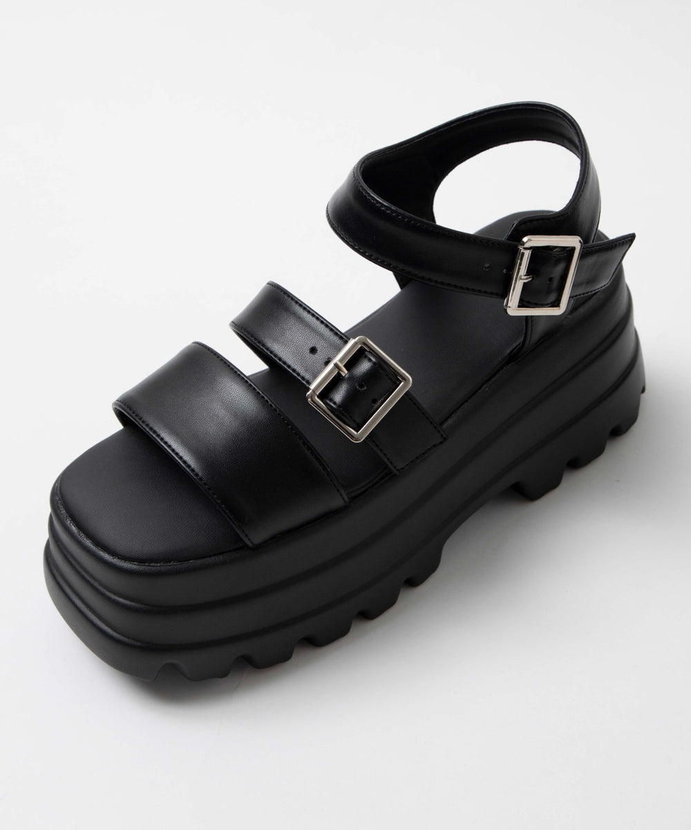 ボリュームソールダブルベルトサンダル