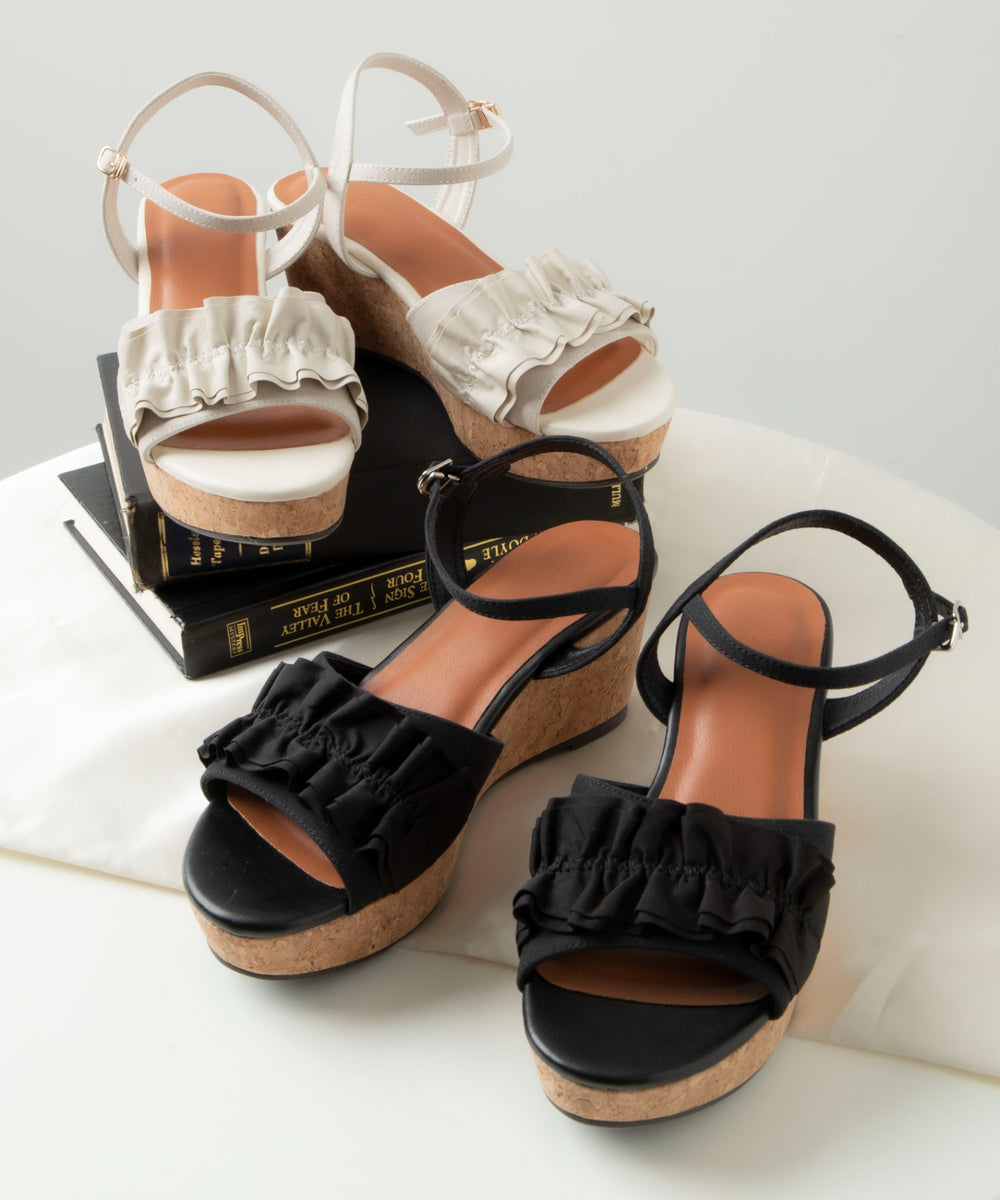 ウェッジソールフリルサンダル