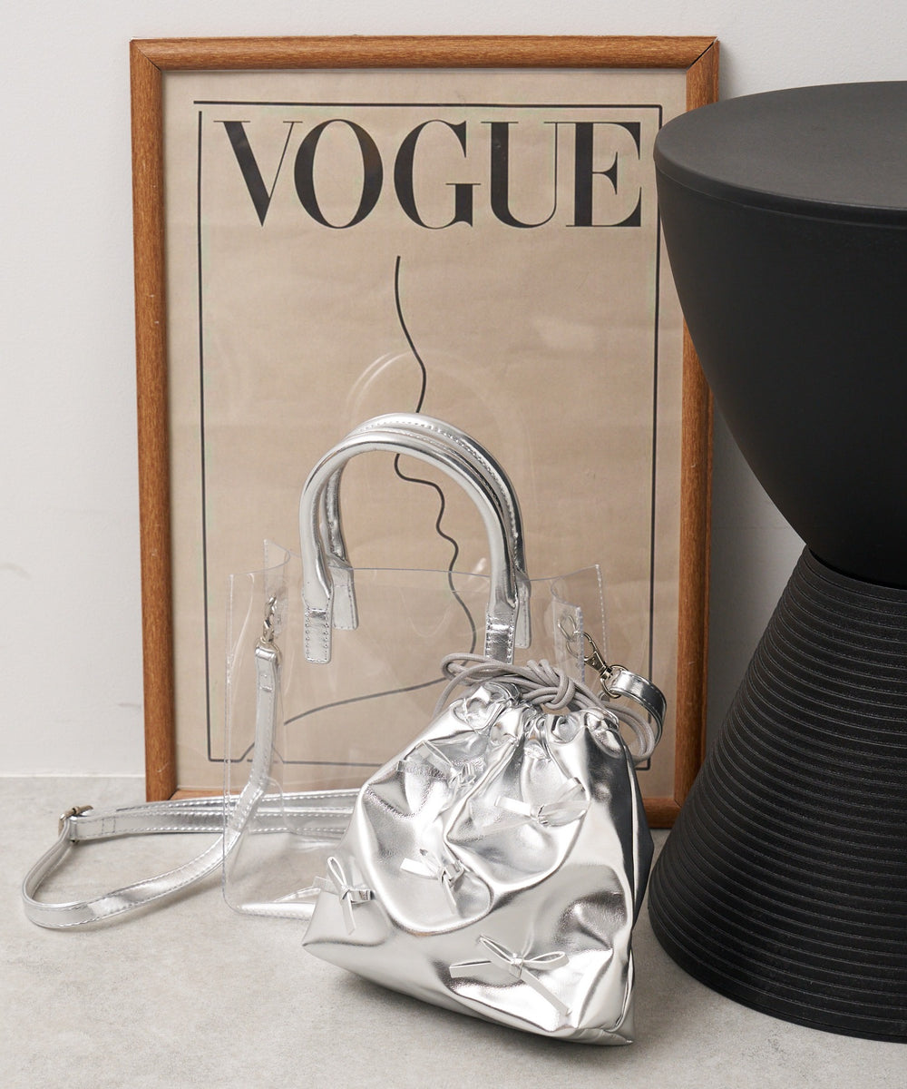 PU×リボン(シルバー)