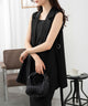 リネンライクサイドベルトベスト/ブラック　モデル:163cm F着用