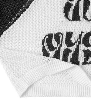 ラグランショートメッシュニット