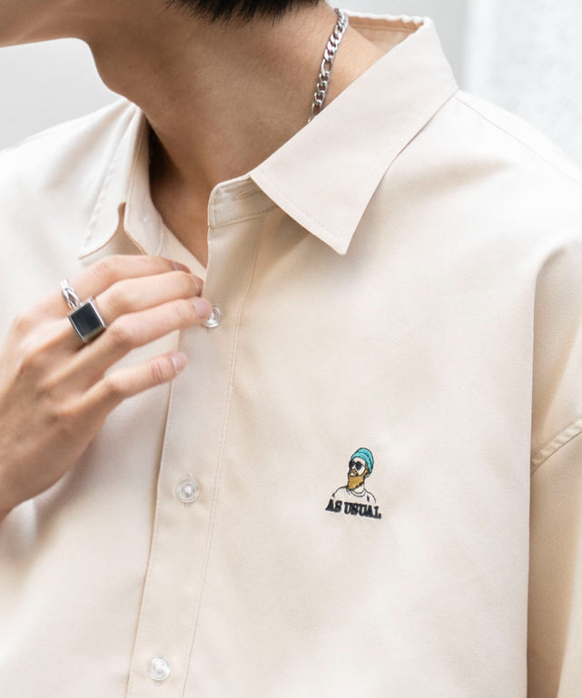 イージーケアオックスフォードワンポイントシャツ（S）