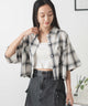 オンブレチェックショートシャツ/ホワイト系チェック1 モデル:161cm F着用