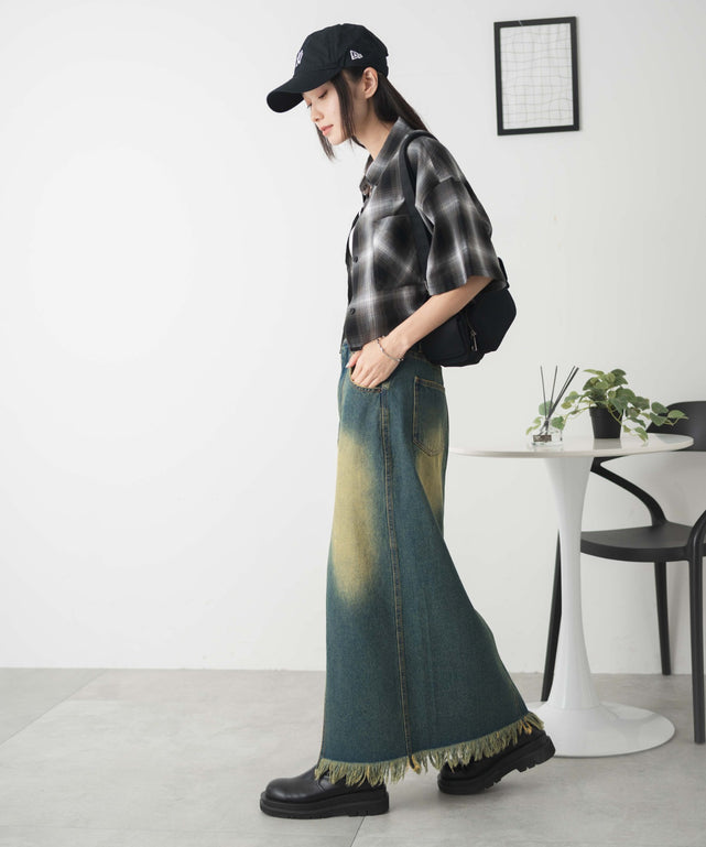 ブラック系チェック1 モデル:161cm F着用