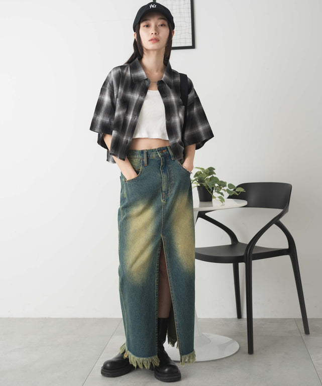 ブラック系チェック1 モデル:161cm F着用