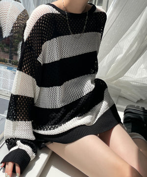 ブラック系ボーダー　モデル:155cm F着用