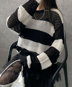 ブラック系ボーダー　モデル:155cm F着用