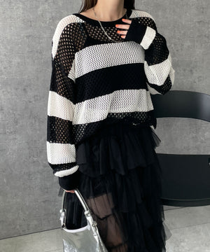 ブラック系ボーダー　モデル:155cm F着用