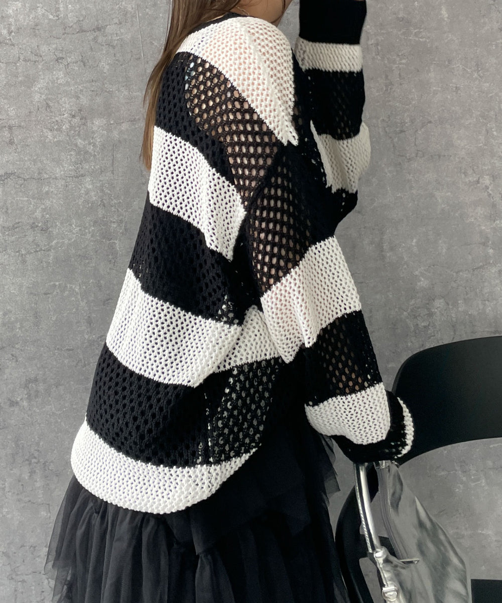 ブラック系ボーダー　モデル:155cm F着用