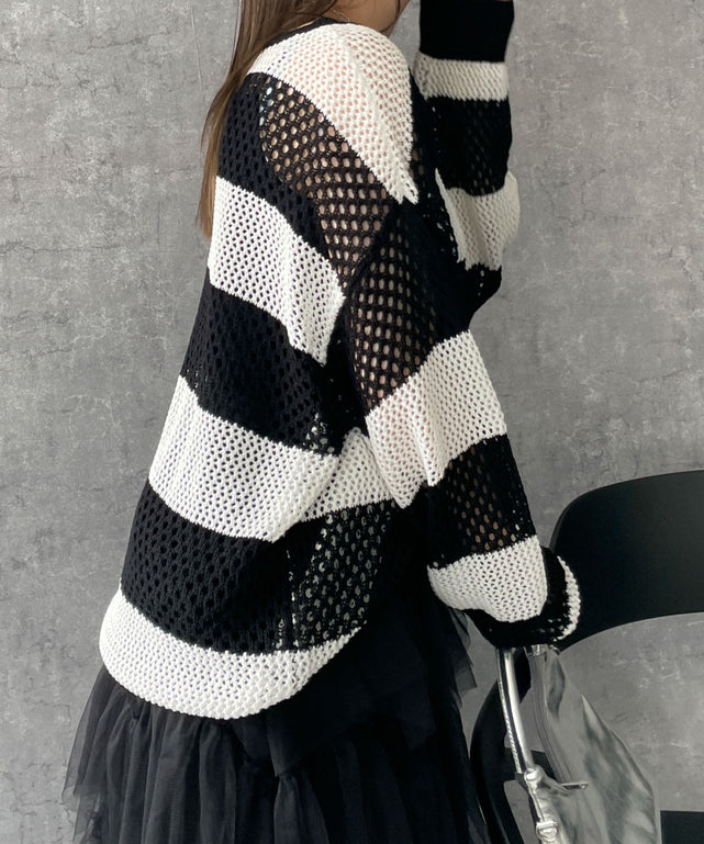 ブラック系ボーダー　モデル:155cm F着用