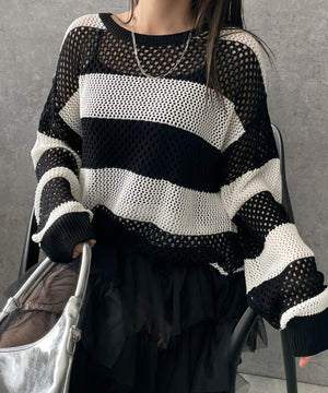 ブラック系ボーダー　モデル:155cm F着用