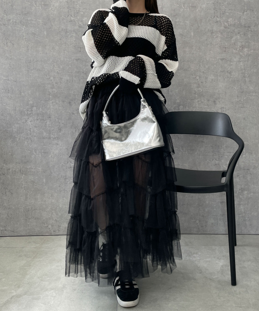 ブラック系ボーダー　モデル:155cm F着用