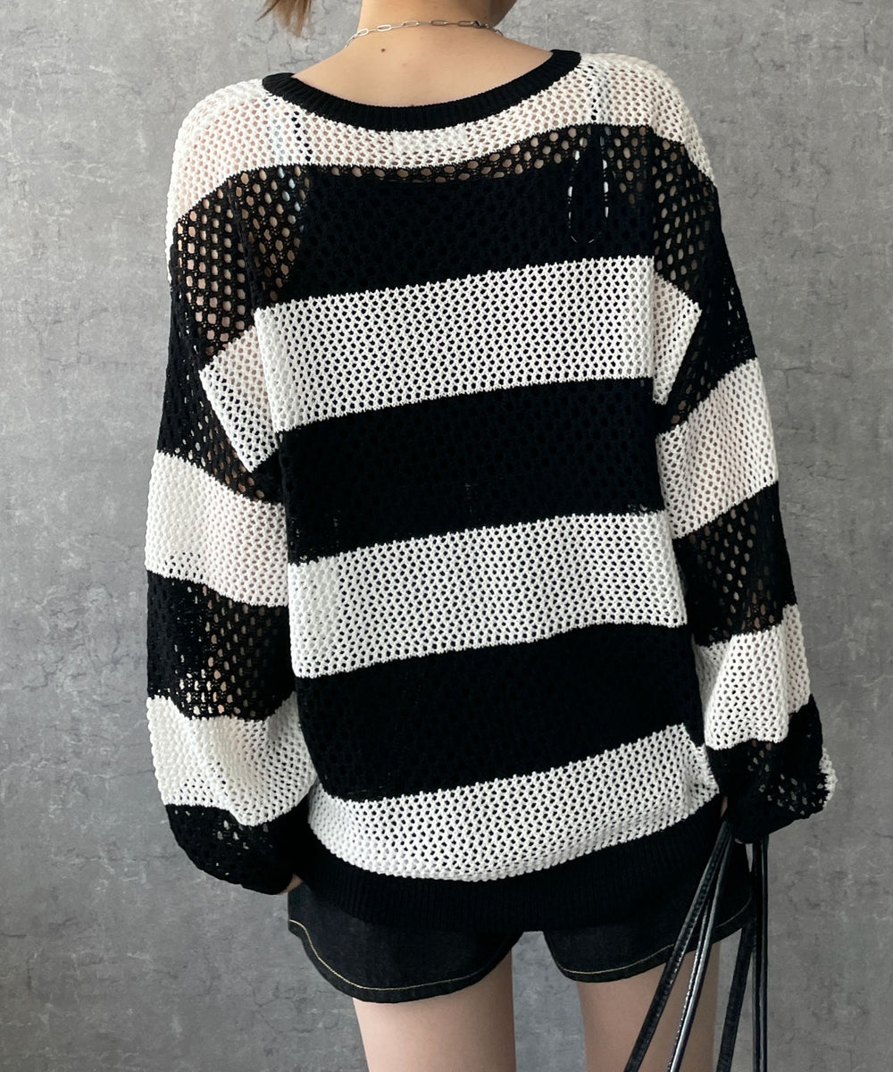 ブラック系ボーダー　モデル:155cm F着用