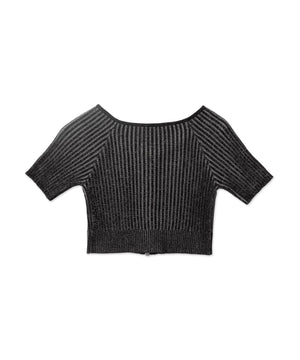 ダブルジップオフショルニットトップス