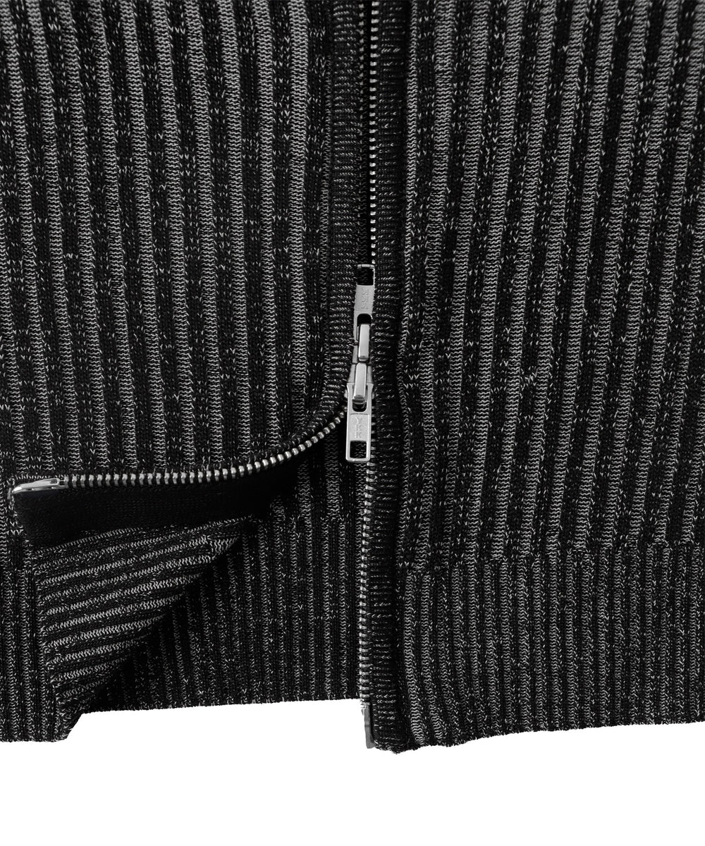 ダブルジップオフショルニットトップス