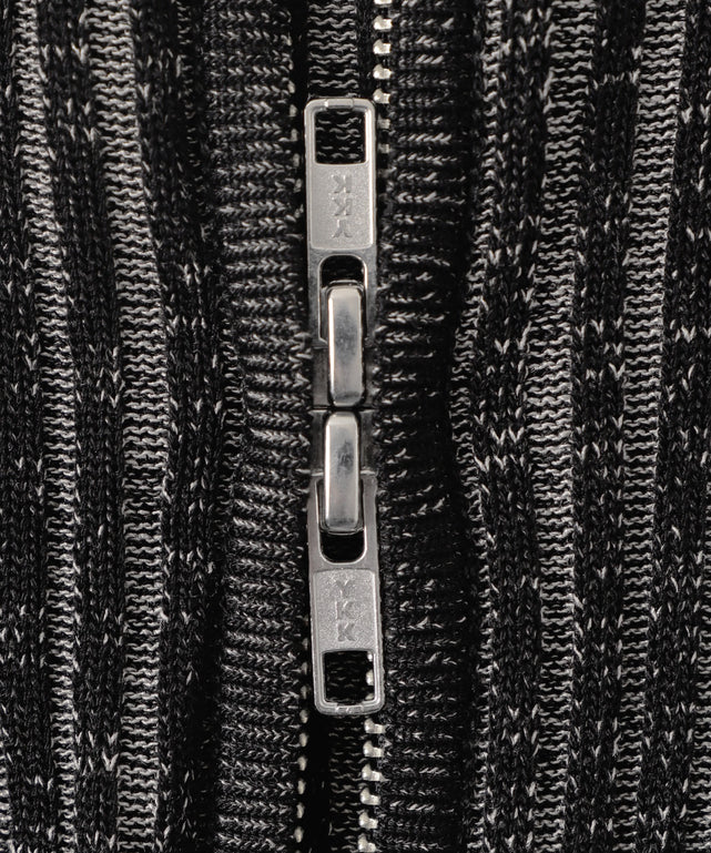 ダブルジップオフショルニットトップス