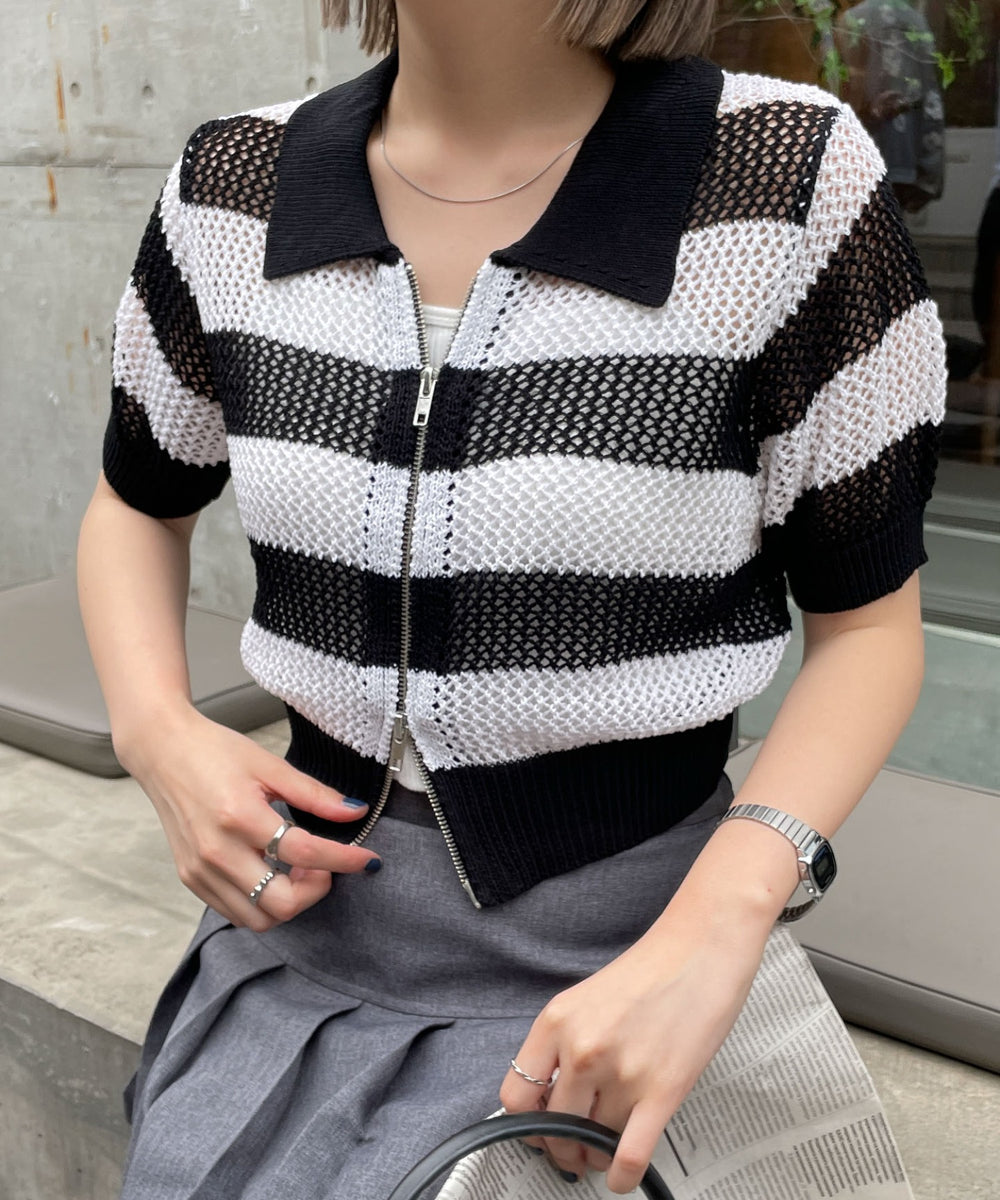 ホワイト系ボーダー   モデル:155cm F着用