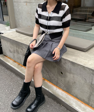 ホワイト系ボーダー   モデル:155cm F着用