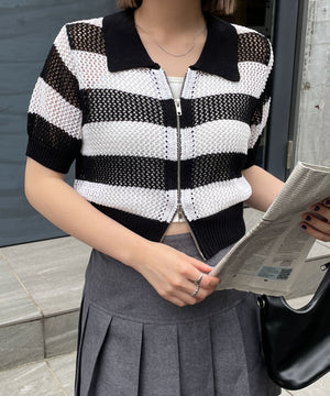 ホワイト系ボーダー   モデル:155cm F着用