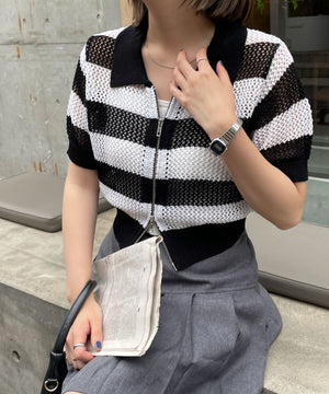 ホワイト系ボーダー   モデル:155cm F着用