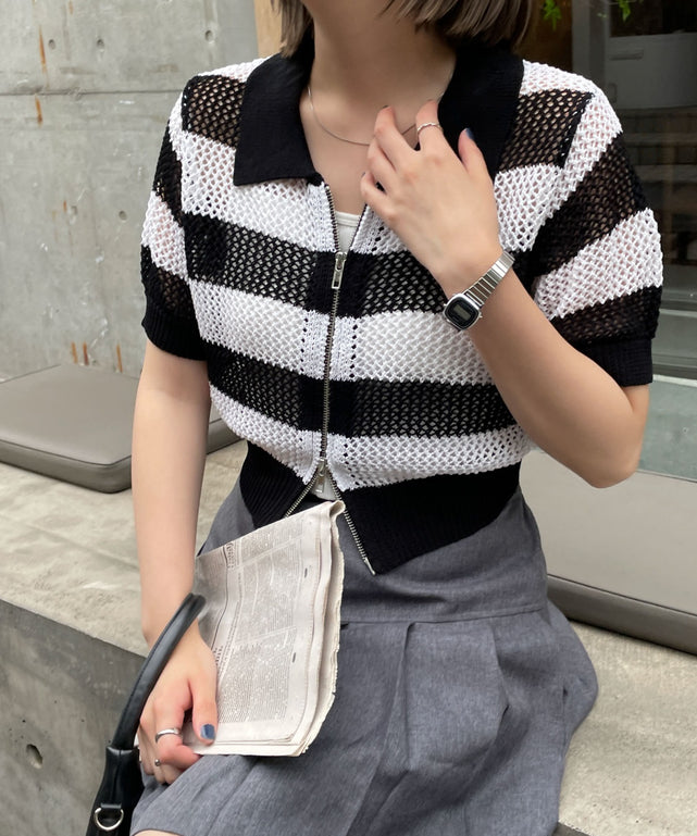 ホワイト系ボーダー   モデル:155cm F着用