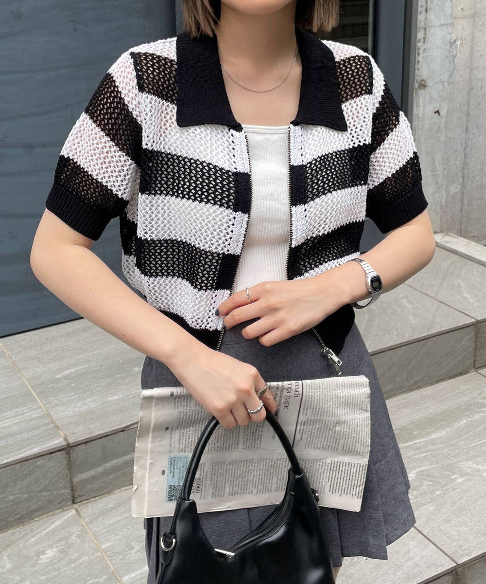 ホワイト系ボーダー   モデル:155cm F着用