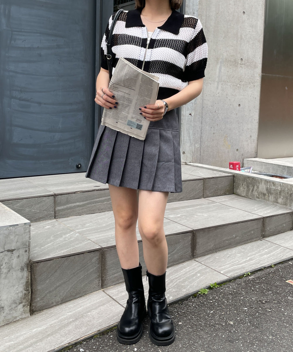 ホワイト系ボーダー   モデル:155cm F着用