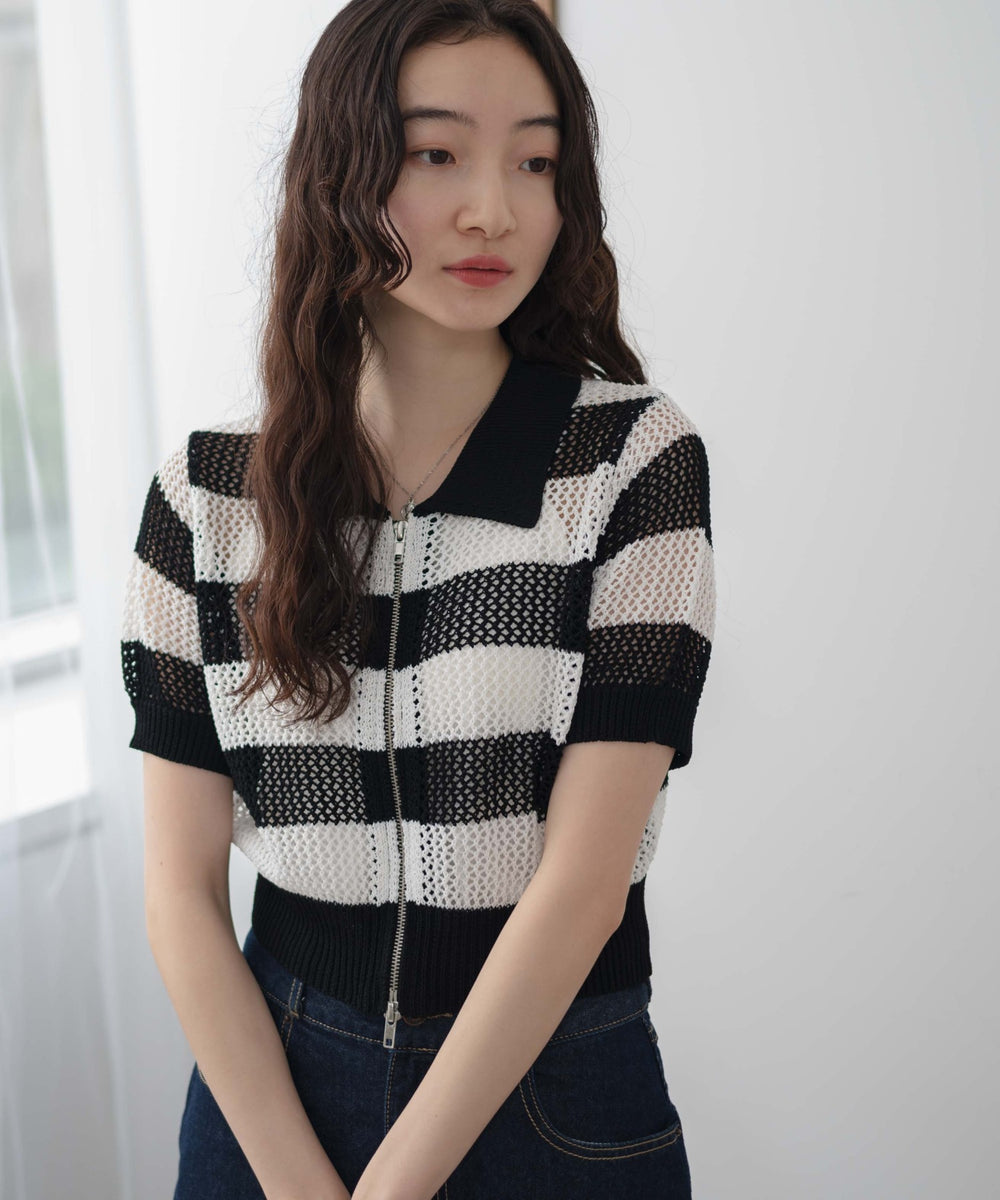 ホワイト系ボーダー  モデル:163cm F着用