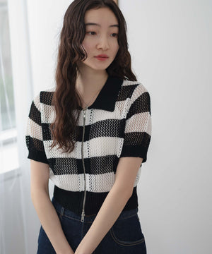 ホワイト系ボーダー  モデル:163cm F着用