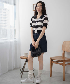 ホワイト系ボーダー  モデル:163cm F着用