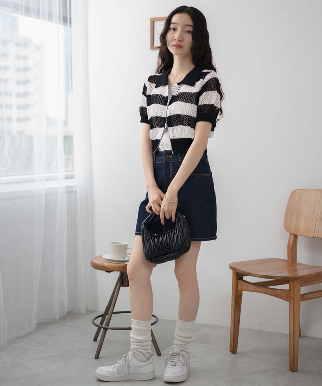 ホワイト系ボーダー  モデル:163cm F着用