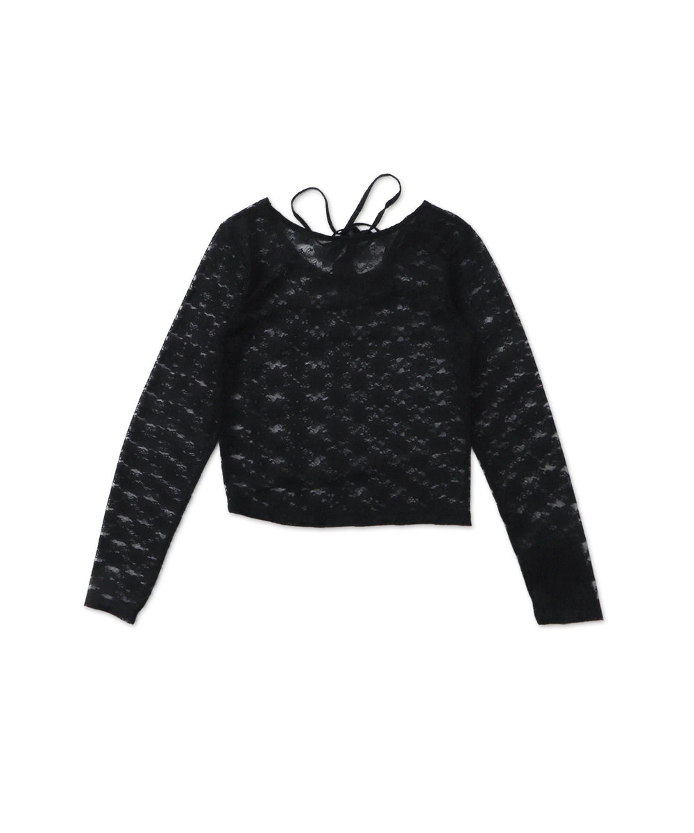 チョーカーリボン付きレースロンT