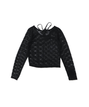 チョーカーリボン付きレースロンT