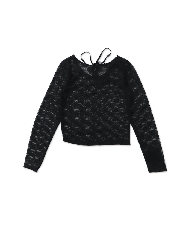 チョーカーリボン付きレースロンT