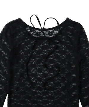 チョーカーリボン付きレースロンT