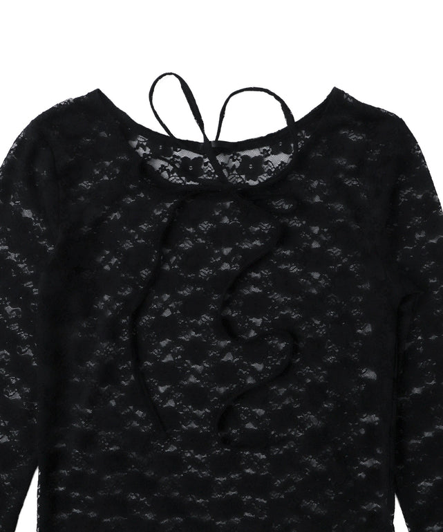 チョーカーリボン付きレースロンT