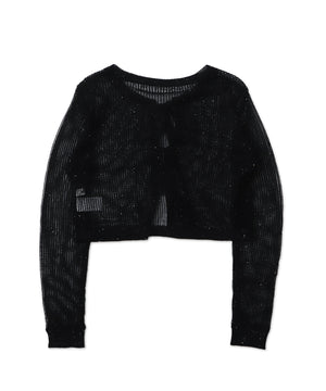 スパンコールメッシュニットカーデ